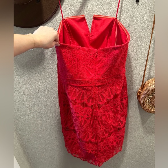 Adelyn Rae Red Lace Strapless Bodycon Dress​ - Picture 4 of 8